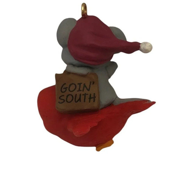 Hallmark "Goin south" '89 mouse & bird christmas tree ornament - Picture 2 of 5